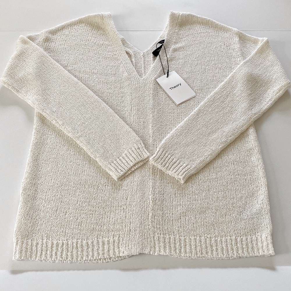 Theory Double V-Neck Cotton Sweater